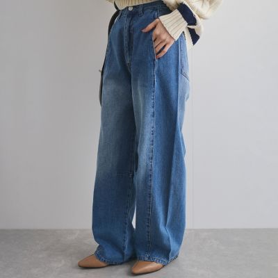 サイドシームデニムパンツ≪手洗い可能≫