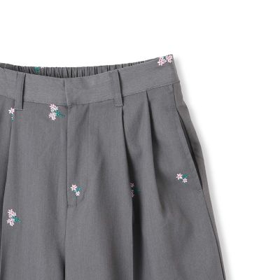 ツイルフラワー刺繍タックパンツ≪手洗い可能≫
