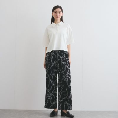 リボンプリントリラックスパンツ≪洗濯機で洗える≫