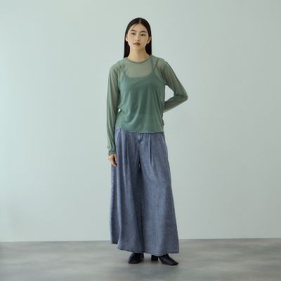 再生繊維（セルロース）タックフレアパンツ≪洗濯機で洗える≫ | VICKY