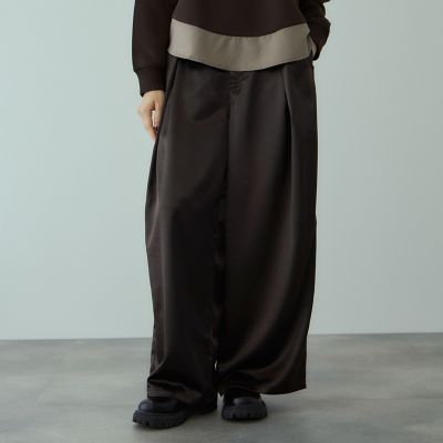 ヘビーサテンタックワイドパンツ≪手洗い可能≫ | VICKY (Women