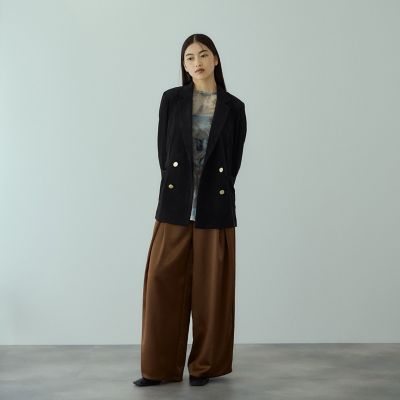 タグ付き Heve ヘイヴ サテン ワイド ブラック バニラ 36 ヘビーサテンタックワイドパンツ≪手洗い可能≫ | VICKY (Women