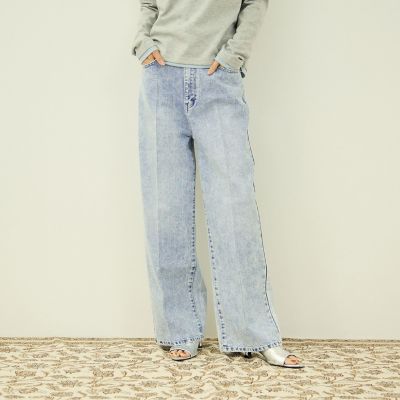 サイドゴムセンタープレス ストレートデニムパンツ | VICKY (Women