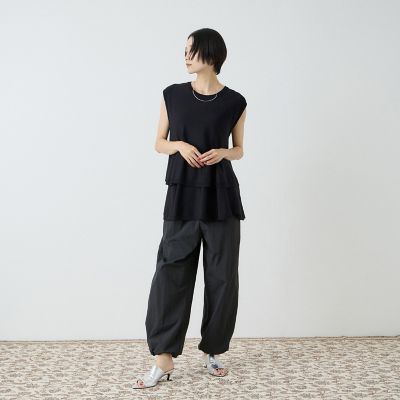 【Cycle by myob】ドローコードスパイラルボタンパンツ Cycle by myob】ドローコードスパイラルボタンパンツ BLACK LINE