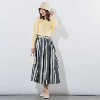 【ハリ感あってシワになりにくい】ウエストシャーリングスカート《手洗い可能》