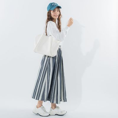 【ハリ感あってシワになりにくい】ウエストシャーリングスカート《手洗い可能》