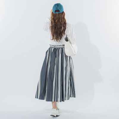 【ハリ感あってシワになりにくい】ウエストシャーリングスカート《手洗い可能》
