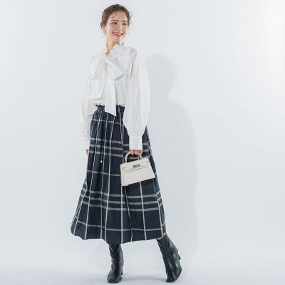 【ハリ感あってシワになりにくい】ウエストシャーリングスカート《手洗い可能》