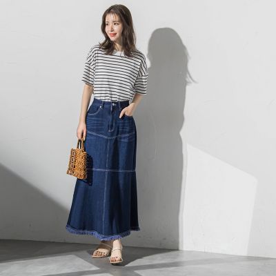 【春夏の旬顔デニムシリーズ】デニムスカート《洗濯機で洗える》