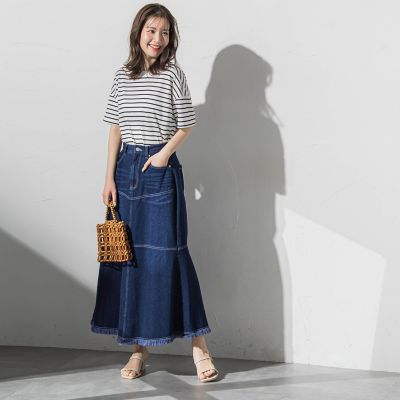 【春夏の旬顔デニムシリーズ】デニムスカート《洗濯機で洗える》