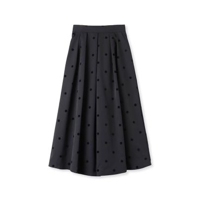 ドットプリントタックフレアースカート≪手洗い可能≫
