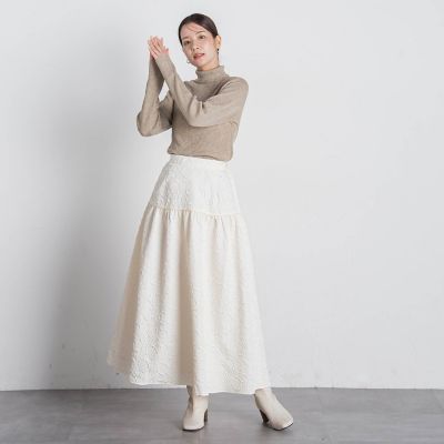 ふくれジャガードフレアースカート≪手洗い可能≫