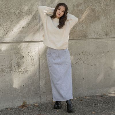 裏起毛カーゴスカート≪洗濯機で洗える≫