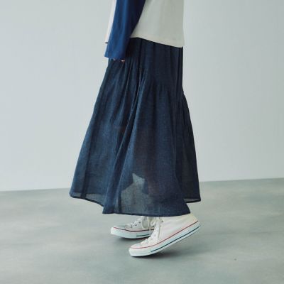 【SALE】VICKY（Women）/ビッキー シアーデニムカーブギャザースカート&#8810;セットアップ対応/手洗い可能&#8811; 04ダークネイビー ロングスカート【三越伊勢丹/公式】