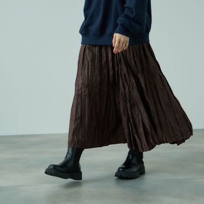 ワッシャーマットサテンプリーツスカート≪手洗い可能≫ | VICKY