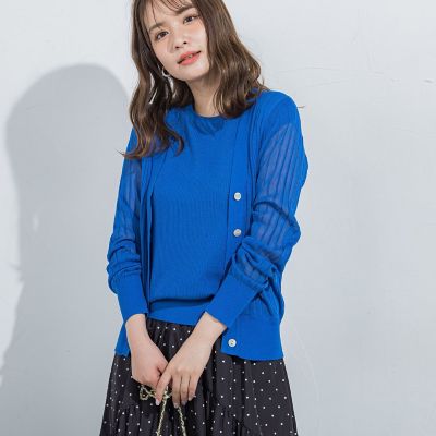 ＜VICKY（Women）＞【セットでお得！アンサンブル】シアーカーディガン×ニットタンクトップ≪手洗い可能≫