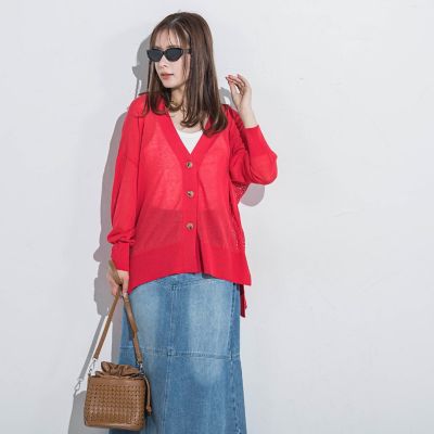 【清涼感がある】バックメッシュカーディガン≪手洗い可能≫