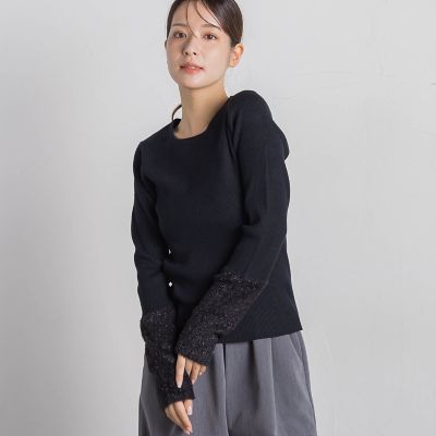 AKIRA NAKA◆切替/コットンニット/36/コットン/BEG/AS13-38 AKIRA NAKA(アキラナカ) / 切替/コットンニット/36/コットン/BEG