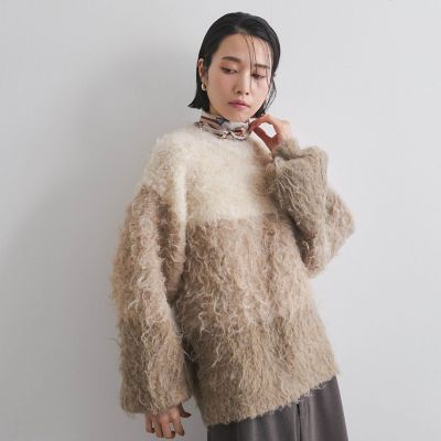 VICKY（Women）/ビッキー パネルボーダーシャギーニット≪手洗い可能≫
