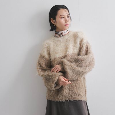 パネルボーダーシャギーニット≪手洗い可能≫
