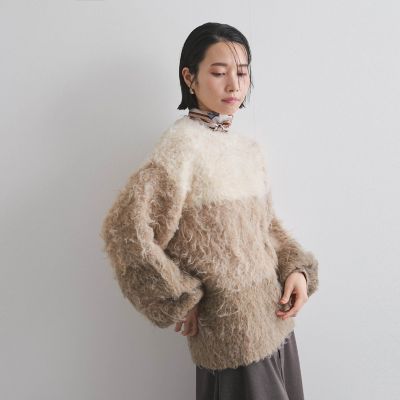 パネルボーダーシャギーニット≪手洗い可能≫
