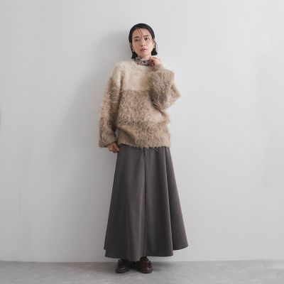 パネルボーダーシャギーニット≪手洗い可能≫