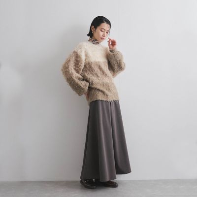 パネルボーダーシャギーニット≪手洗い可能≫