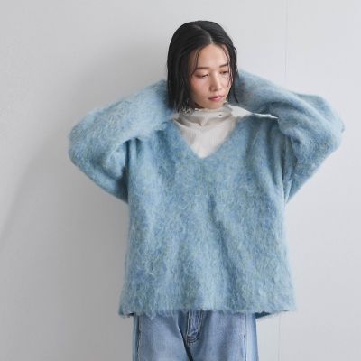 VICKY（Women）/ビッキー ブークレシャギーニットVネックプルオーバー≪手洗い可能≫