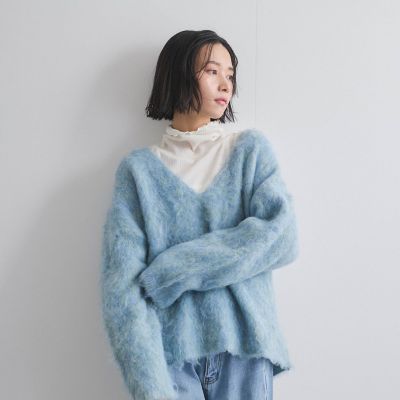 ブークレシャギーニットＶネックプルオーバー≪手洗い可能≫