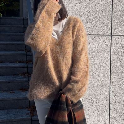 ブークレシャギーニットＶネックプルオーバー≪手洗い可能≫