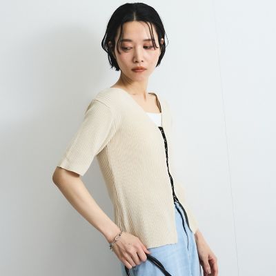 モチモチリブニットホックカーディガン≪手洗い可能≫