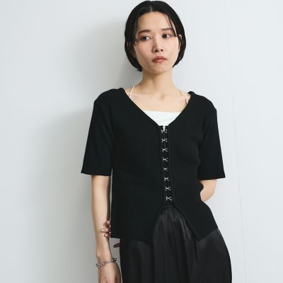 モチモチリブニットホックカーディガン≪手洗い可能≫