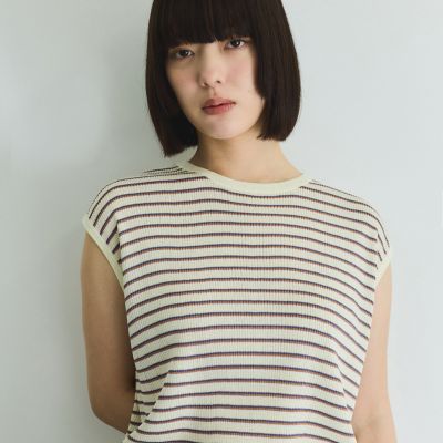 マルチボーダーニットベスト≪手洗い可能≫