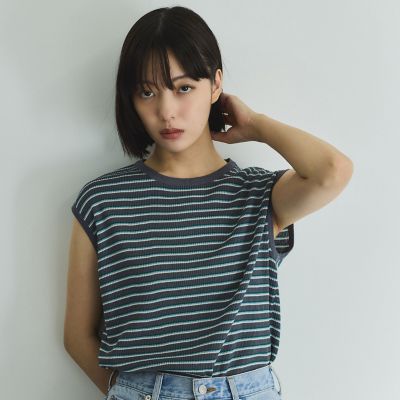 マルチボーダーニットベスト≪手洗い可能≫
