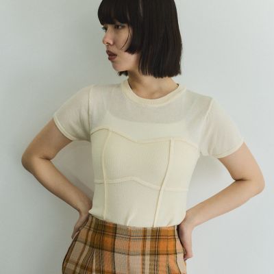 ビスチェ風切り替えニットトップス≪手洗い可能≫
