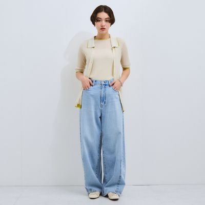 麻調配色ポロニットカーディガン≪手洗い可能≫ | VICKY（Women
