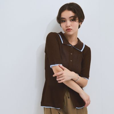 まゆぽちゃさん専用【新品未使用品】maillot ストライプ カーディガン STRETCH MESH CARDIGAN｜muller of yoshiokubo(ミュラーオブ