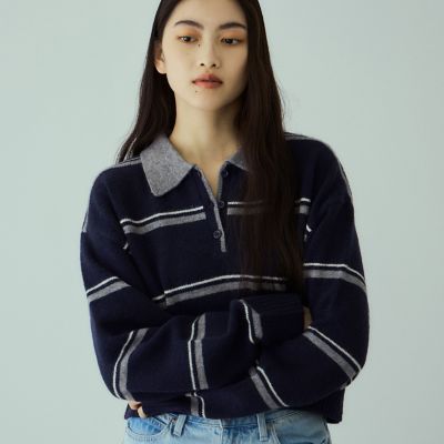 ＜VICKY（Women）＞ＭＩＸボーダーポロニットプルオーバー