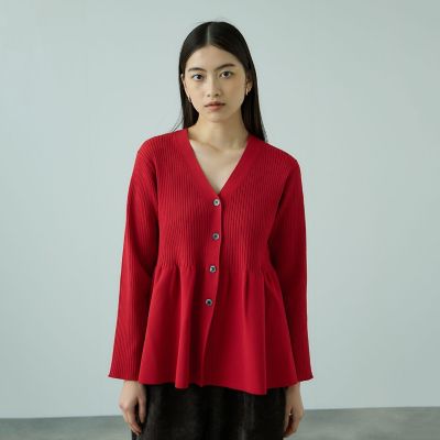 ＜VICKY（Women）＞ライトウェイトペプラムニットカーディガン≪手洗い可能≫