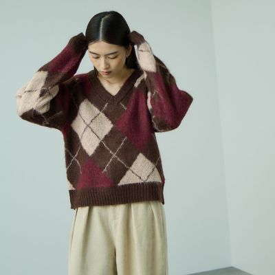 アーガイルVネックニット≪手洗い可能≫ | VICKY (Women)/ビッキー