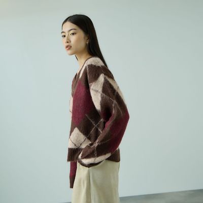 アーガイルVネックニット≪手洗い可能≫ | VICKY (Women)/ビッキー