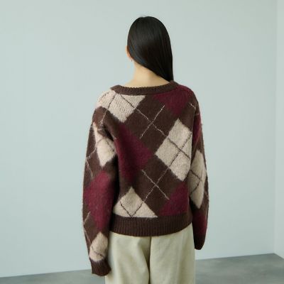 アーガイルVネックニット≪手洗い可能≫ | VICKY (Women)/ビッキー