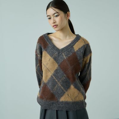 アーガイルVネックニット≪手洗い可能≫ | VICKY (Women)/ビッキー 