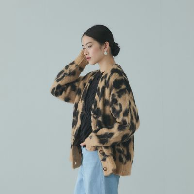 レオパードジャカードシャギーニットカーディガン | VICKY（Women