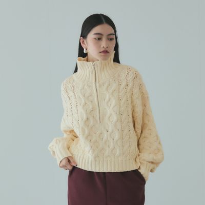 ケーブルバルキーニット バルキーケーブルハーフジップニット≪手洗い可能≫ | VICKY（Women