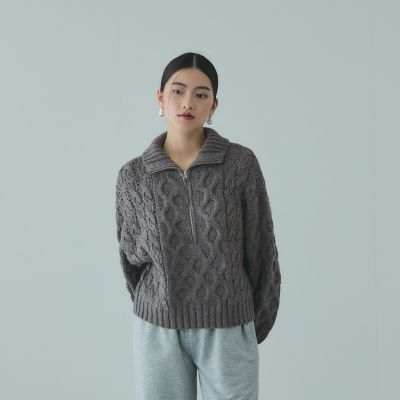 ケーブルバルキーニット バルキーケーブルハーフジップニット≪手洗い可能≫ | VICKY（Women