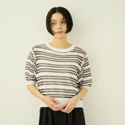 ＜VICKY（Women）＞シアーボーダーニット
