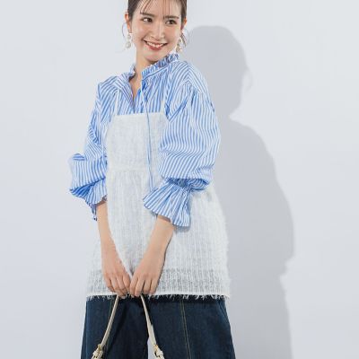 D&G ビスチェ　ツイードキャミソール 赤系 青系 フリンジ 04eef6ad159bb4d98d4ddeffd724cf