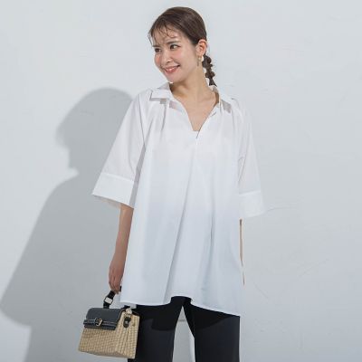【ＢＩＧシルエット】フロントタックシャツ≪洗濯機で洗える≫