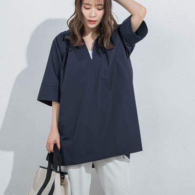 ＜VICKY（Women）＞【ＢＩＧシルエット】フロントタックシャツ≪洗濯機で洗える≫